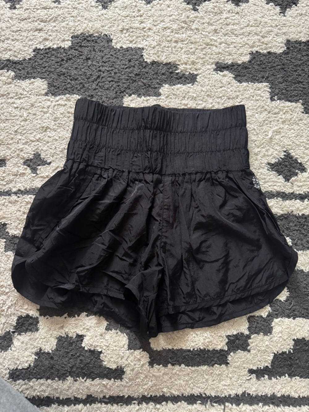 FP Movement by Free People Black Smocked Waist Athletic Shorts
